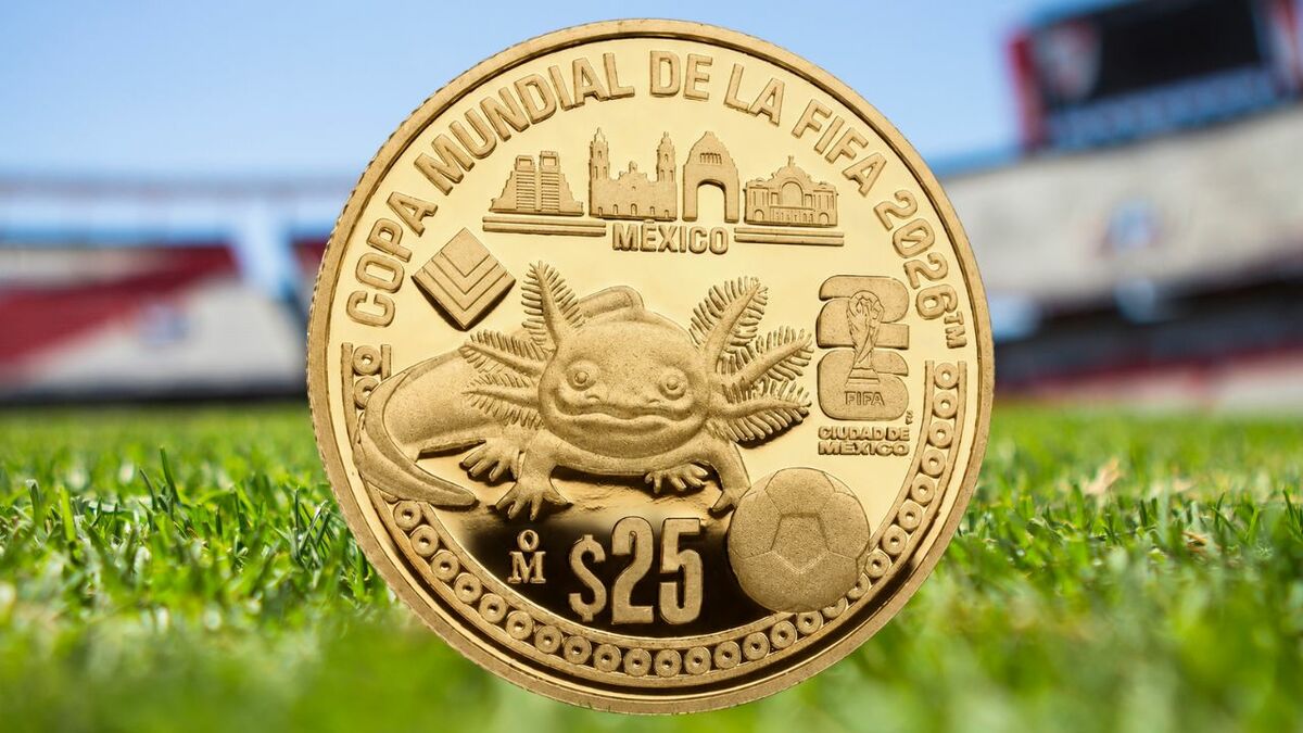 Moneda conmemorativa de CDMX por el Mundial 2026 con ajolote como símbolo central.jpg